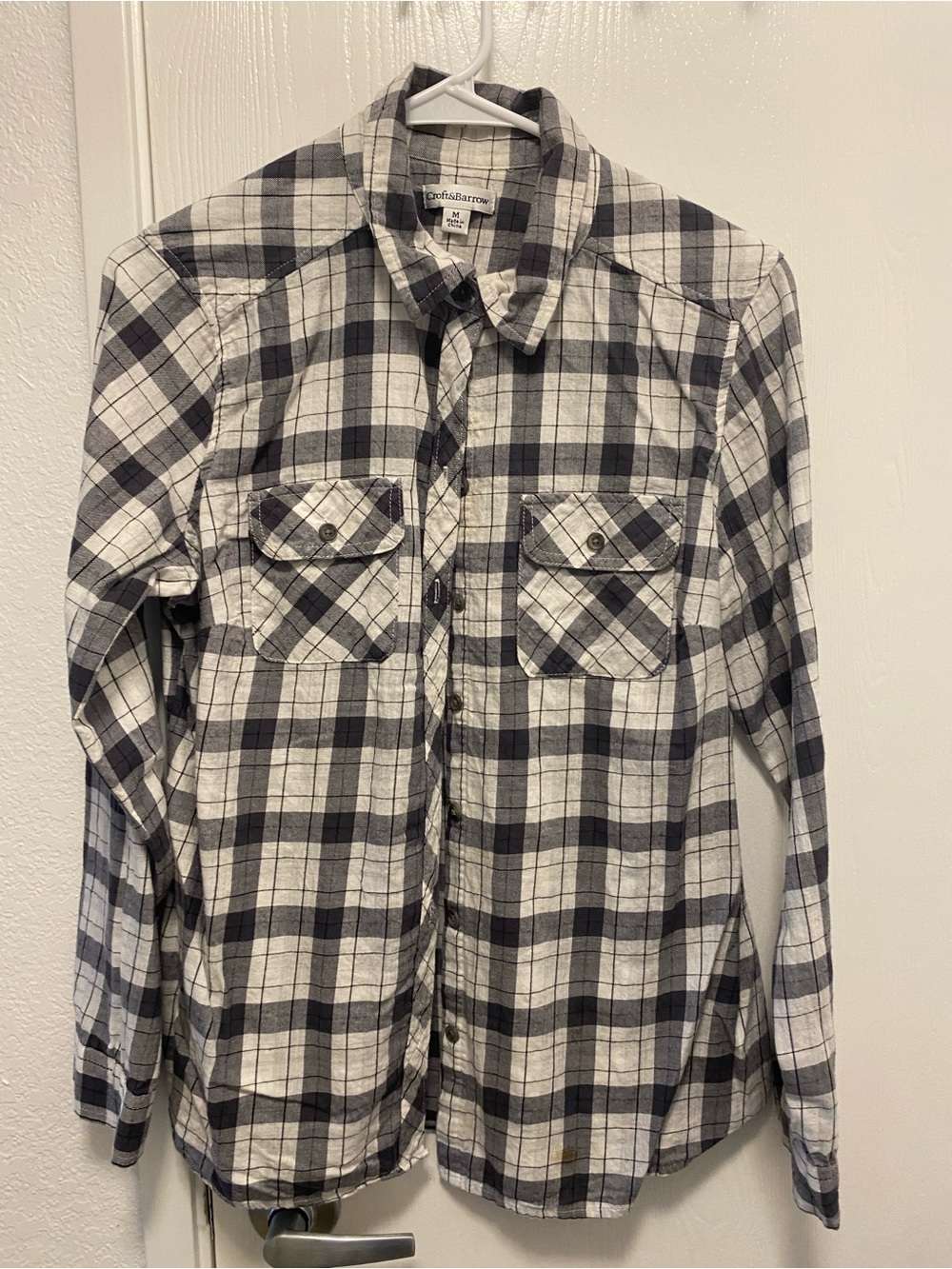 croft & barrow Black and White Plaid Button-Down Shirt